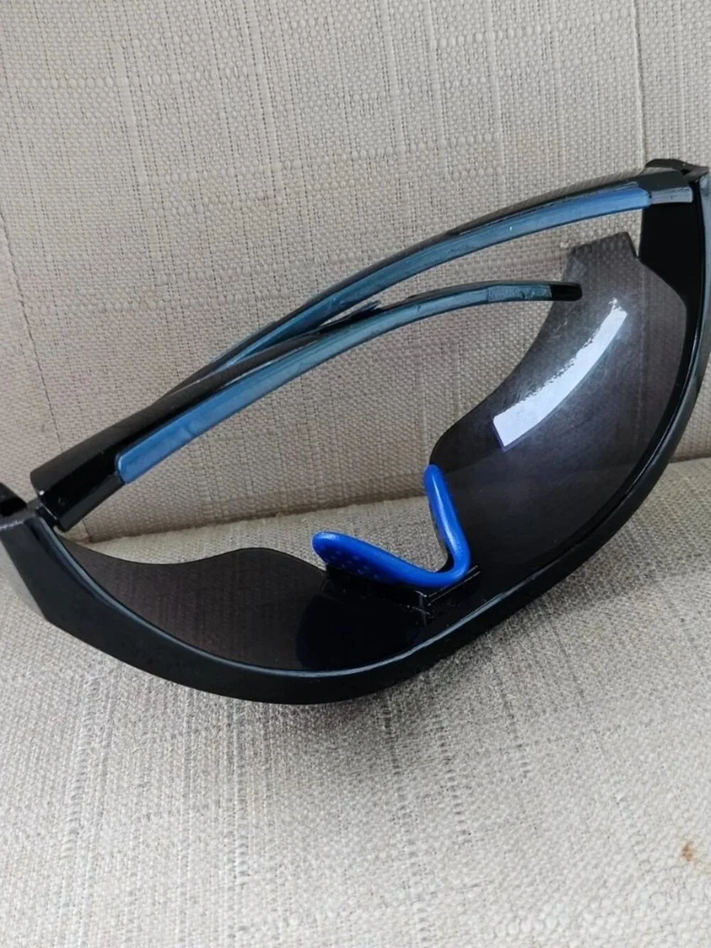 NYS city Men Sunglasses Black Wrap Sport Eyewear Shades Blue Mirror Lenses